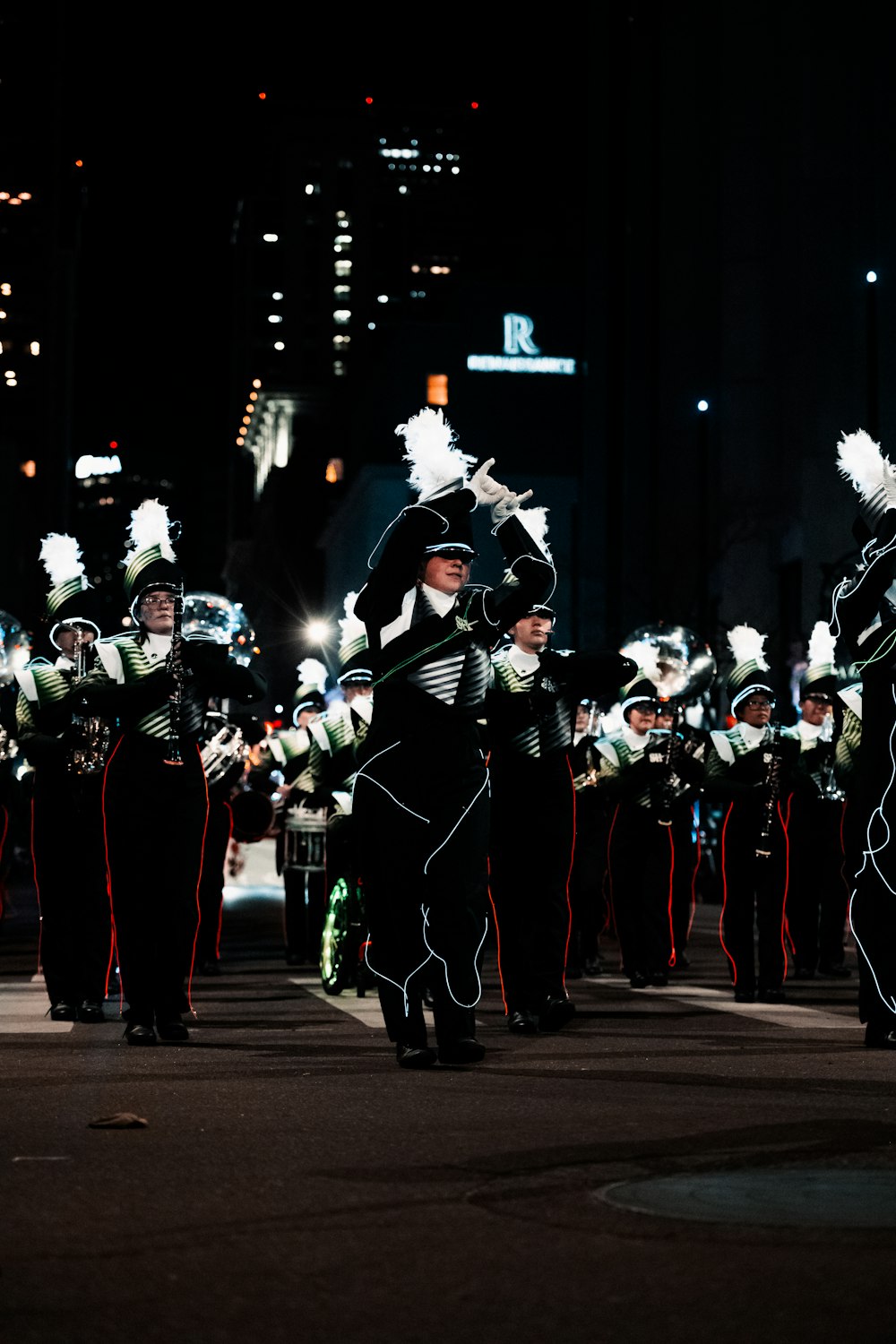 a group of people that are standing in the street