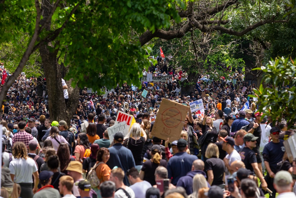 une grande foule de personnes marchant dans une rue