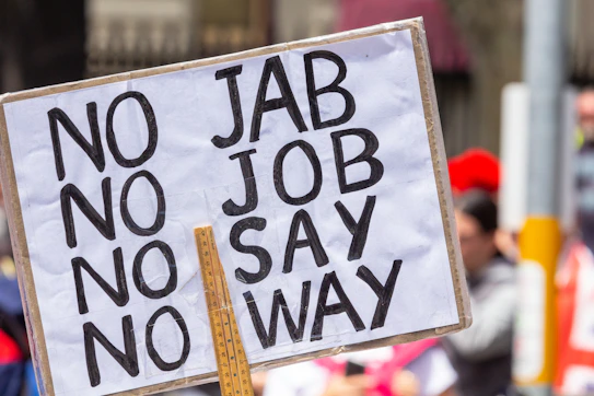 a sign that says no jab no job no say no way