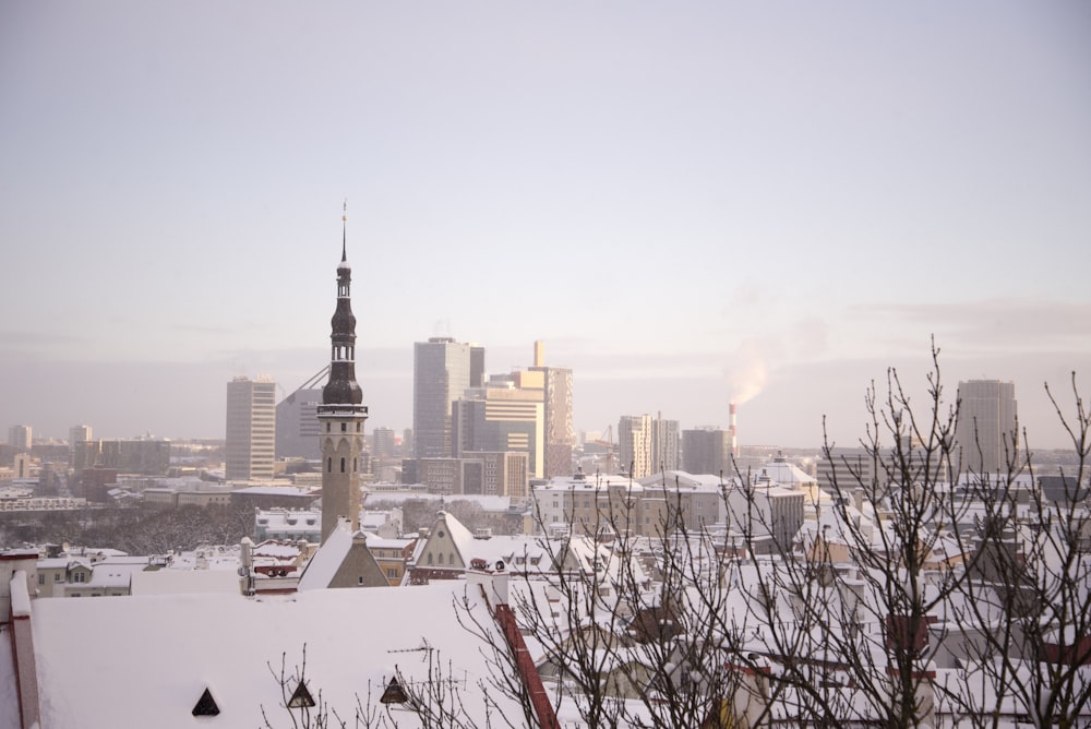 a view of a city from a rooftop of a building