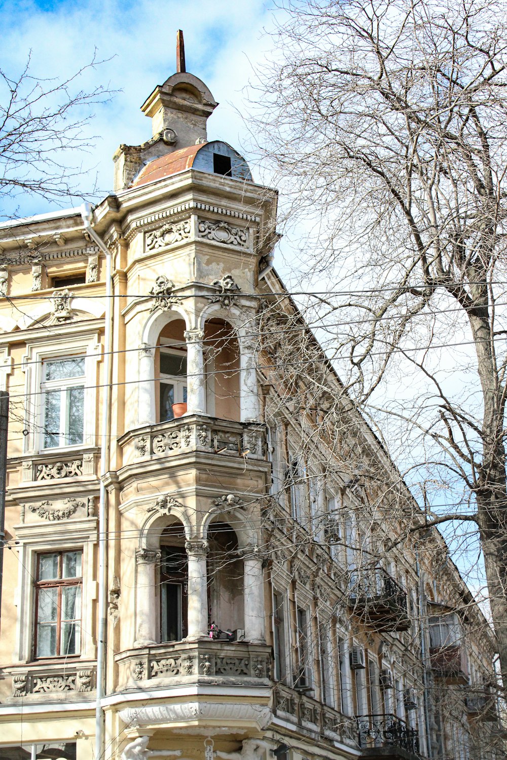 a large building with a clock on the top of it