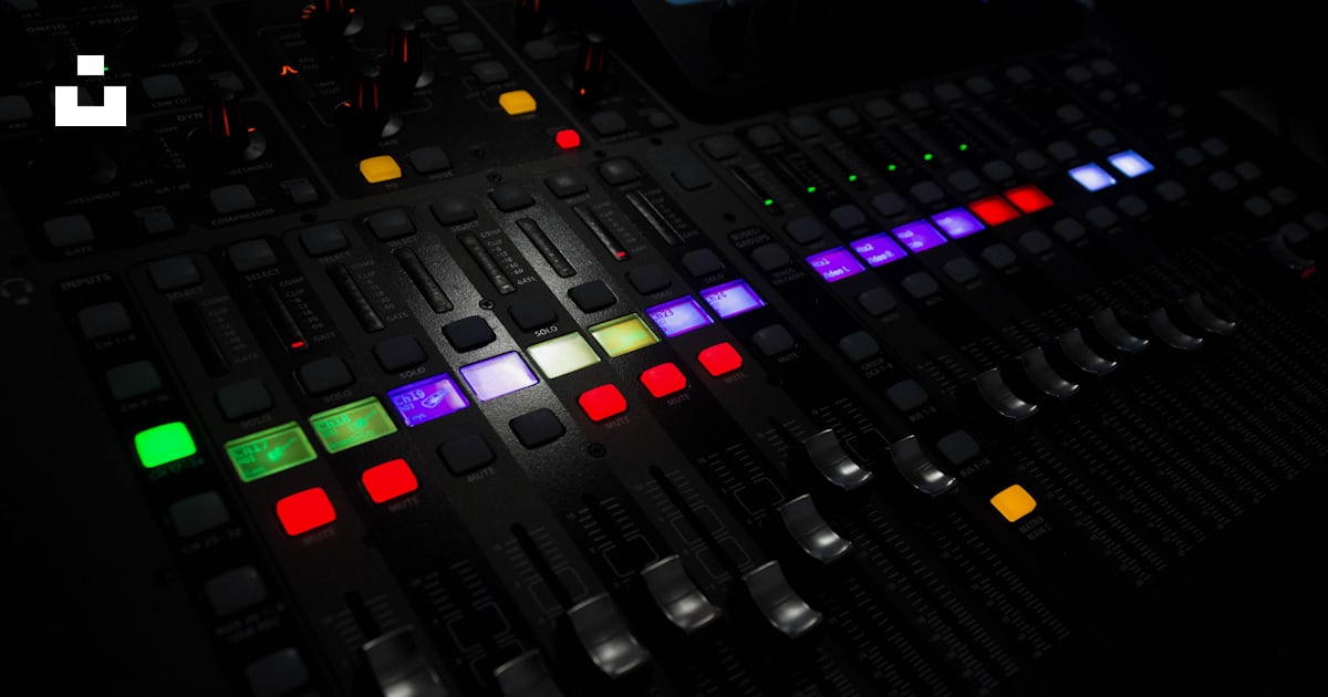 A close up of a sound board with many colors photo – Free Behringer x32 ...