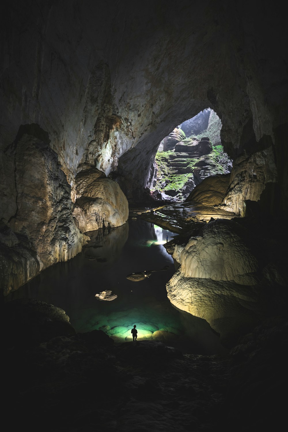 a close up of a cave