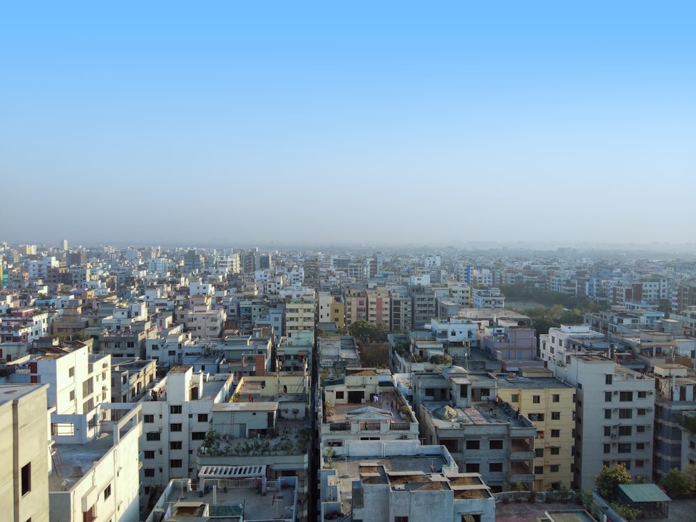 a view of a city from the top of a building