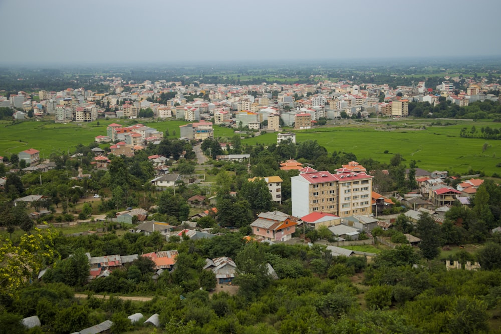 a view of a city from a hill