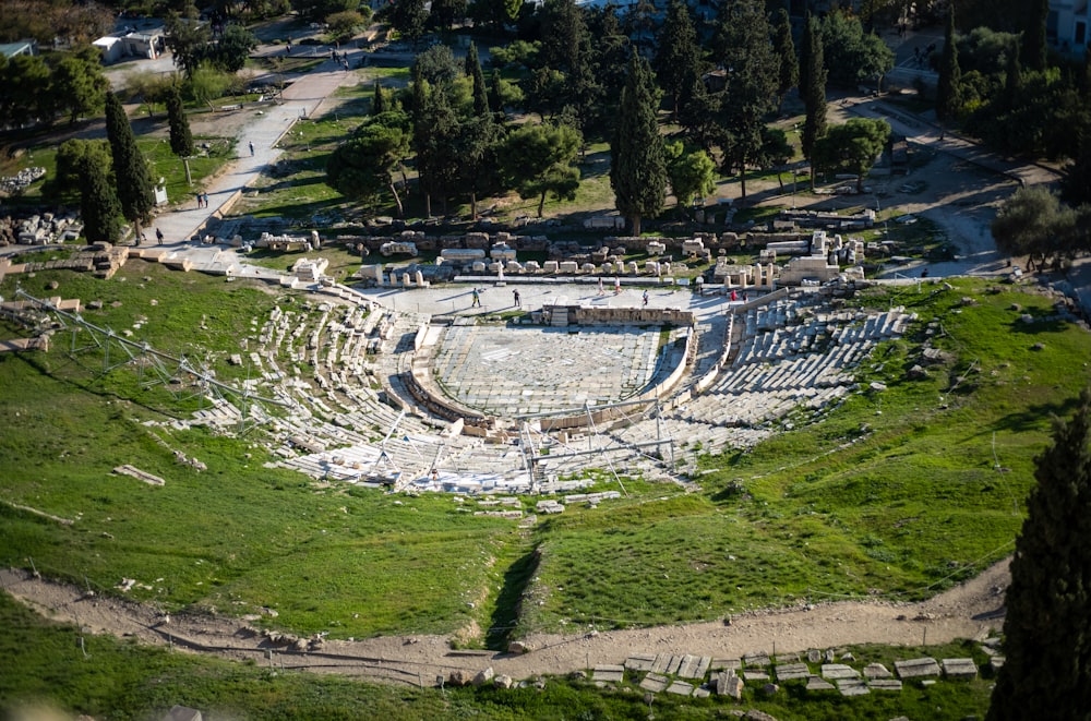an aerial view of a roman amphit