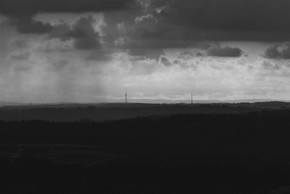 a black and white photo of a cloudy sky