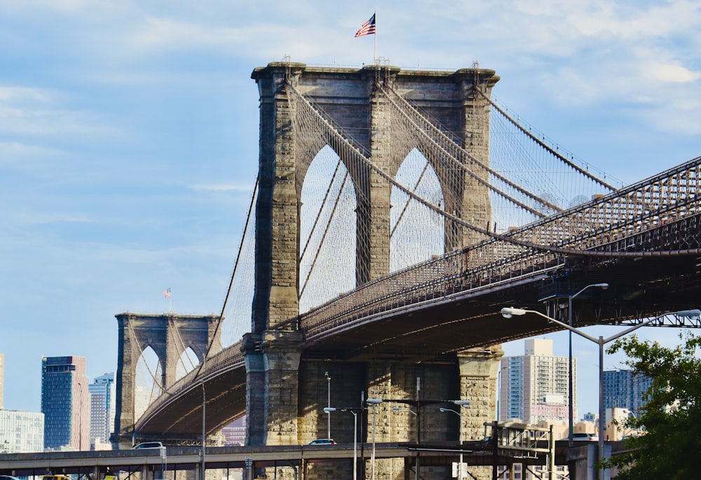a view of the brooklyn bridge from across the river
