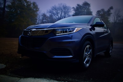 A blue Honda SUV ready for a test drive under natural sunlight.