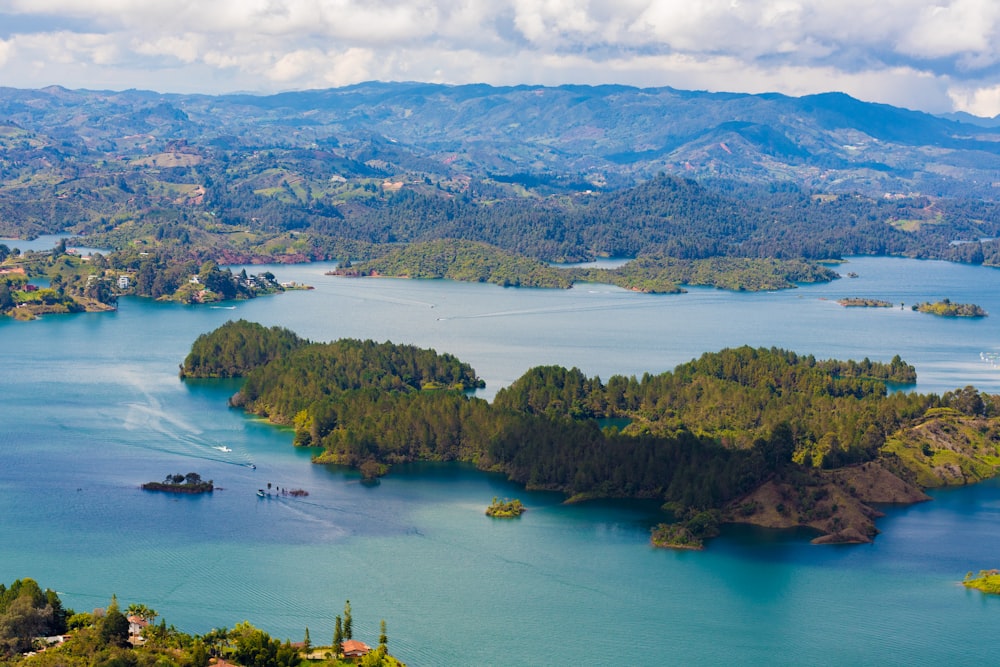 a large body of water surrounded by mountains