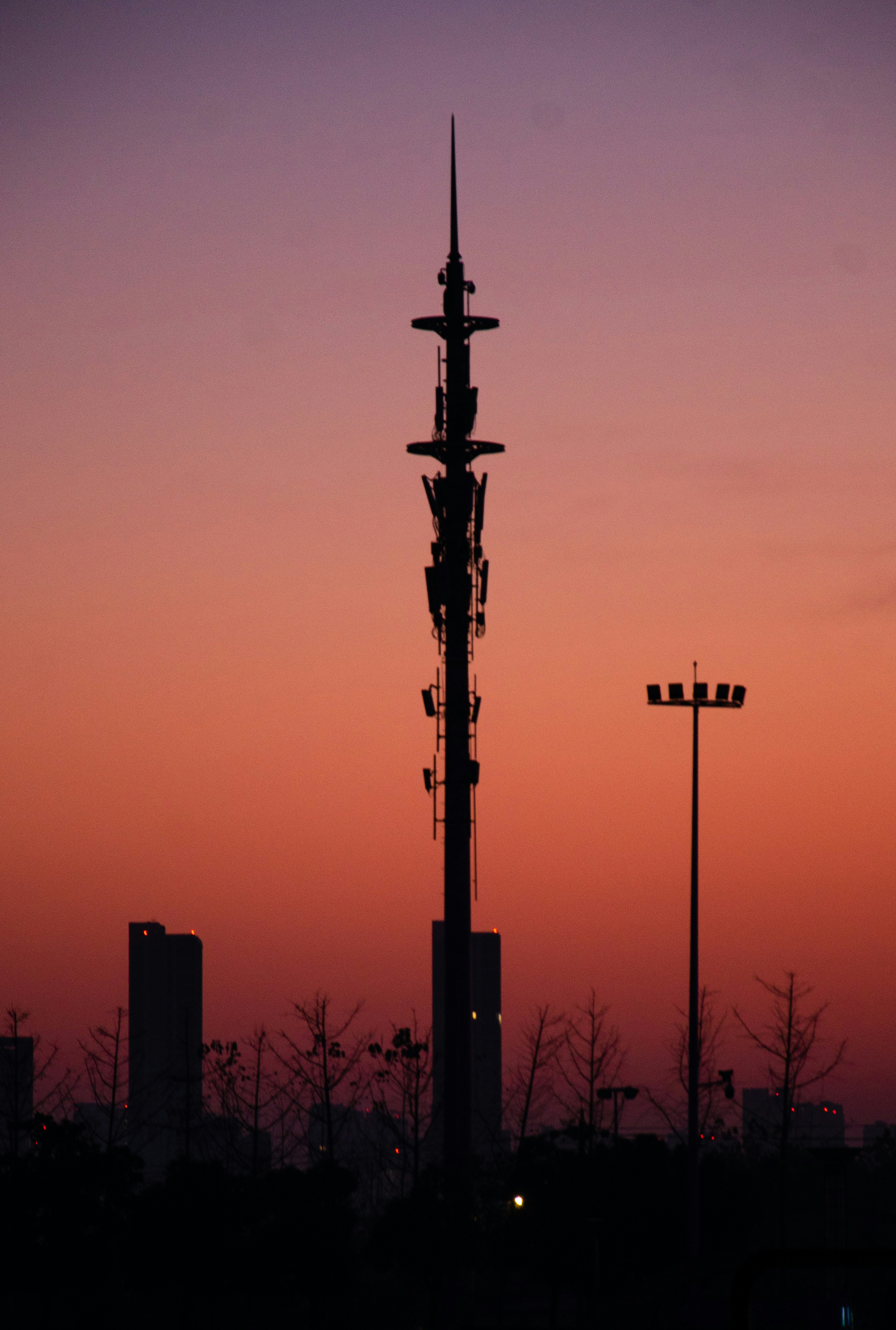 a very tall tower with a lot of lights on top of it