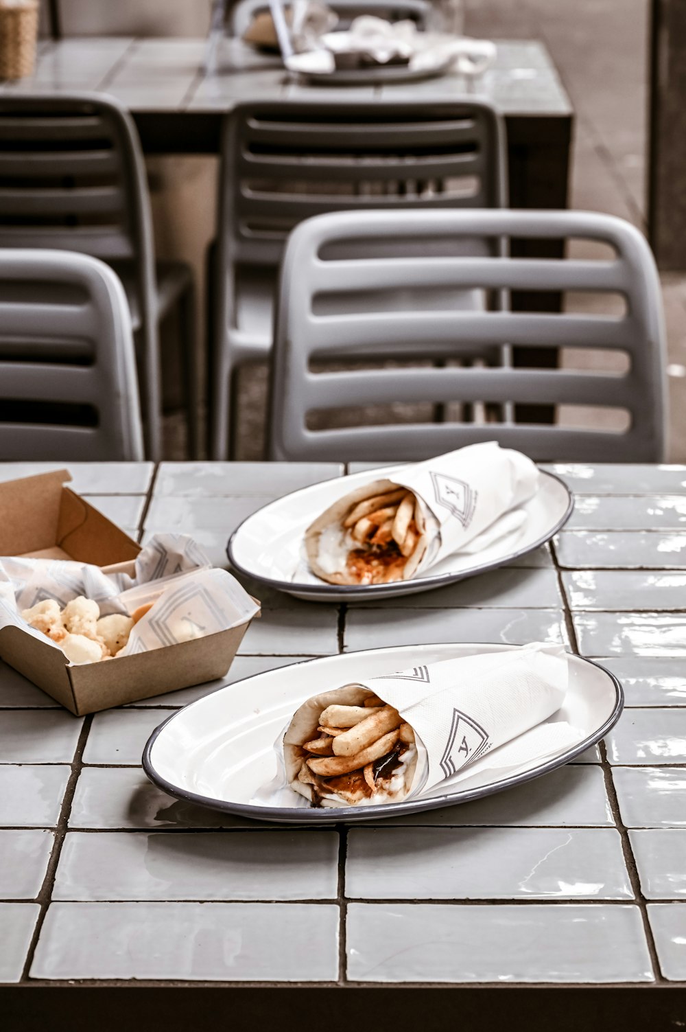 a couple of plates that are on a table