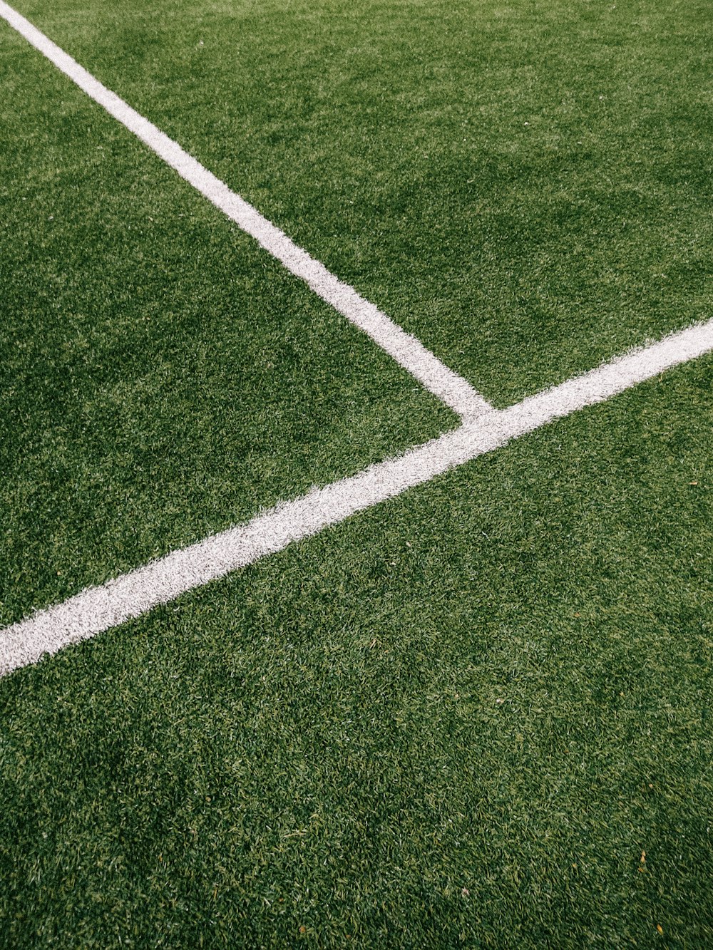 a close up of a white line on a soccer field