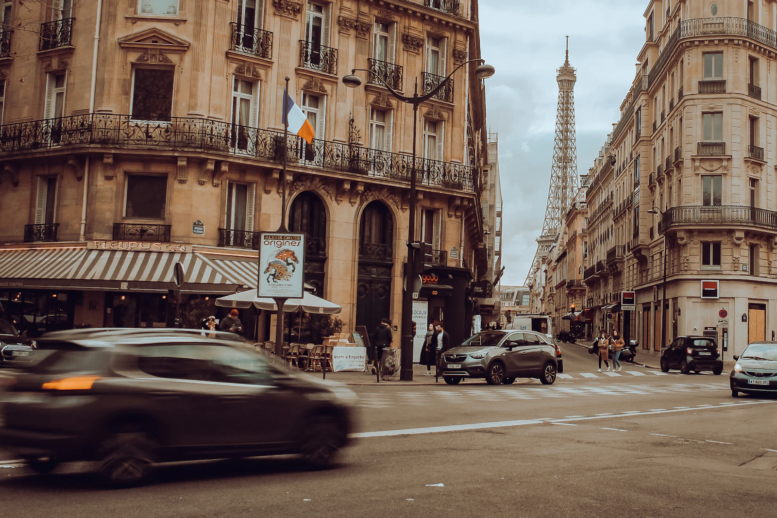 Paris street with classic buildings