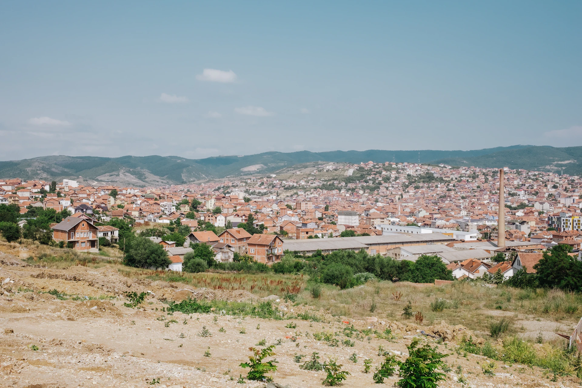 Pristina skyline across the hills of Kosovo