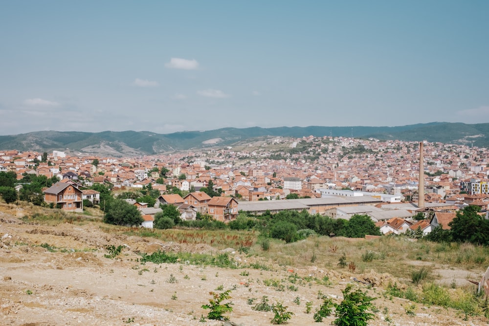 a view of a city from the top of a hill