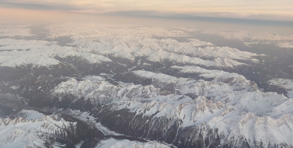 a view of a mountain range from an airplane