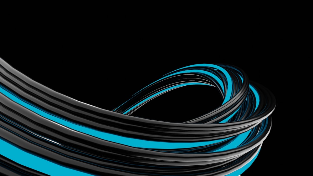 a group of black and blue wires on a black background