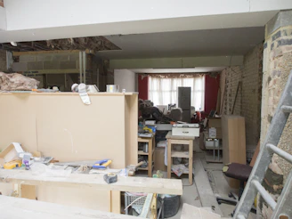 a room that has a ladder in it