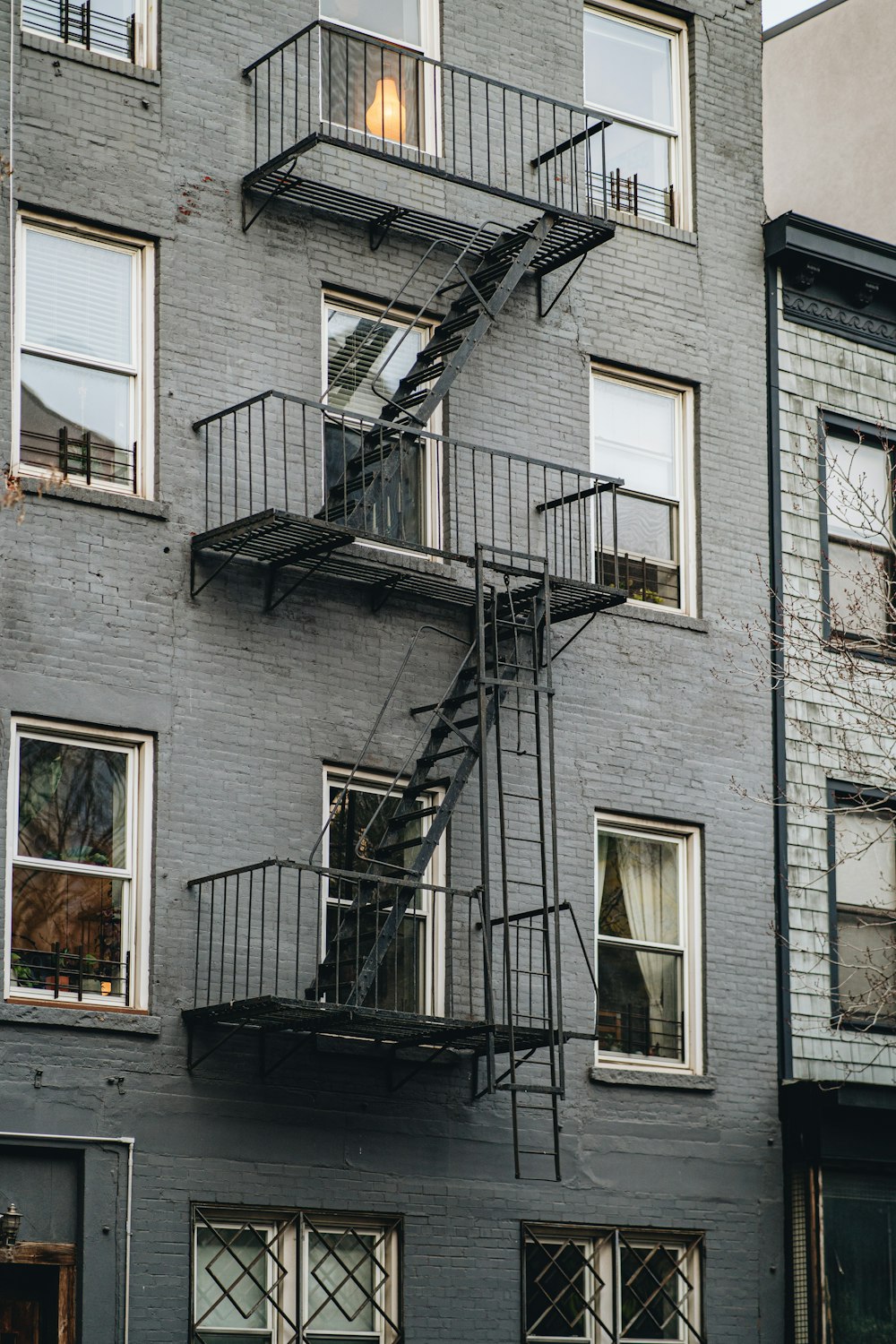 a fire escape on the side of a building