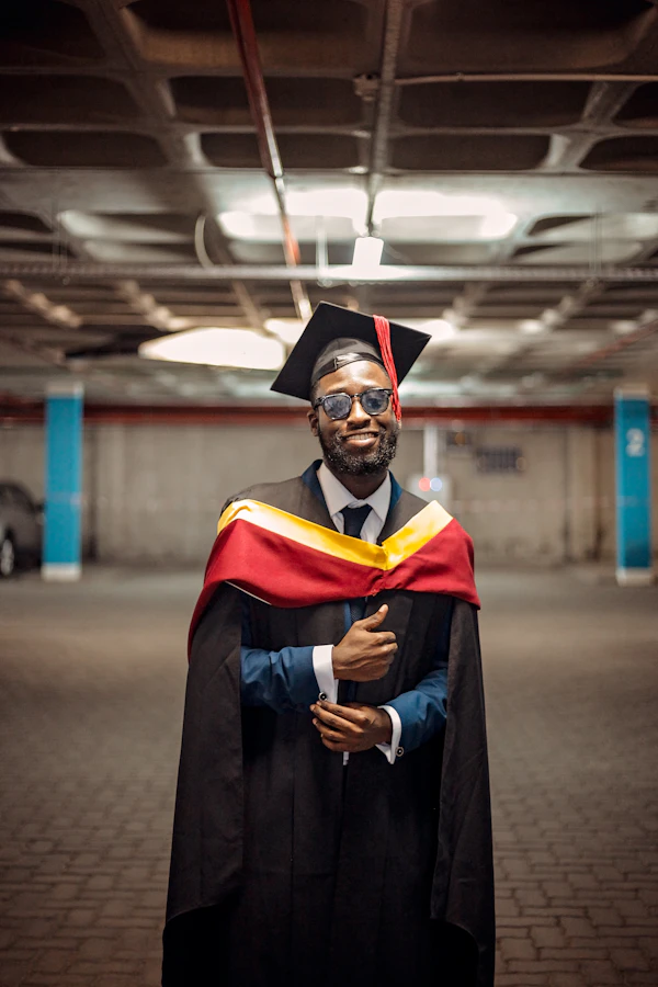 Black man graduation gown