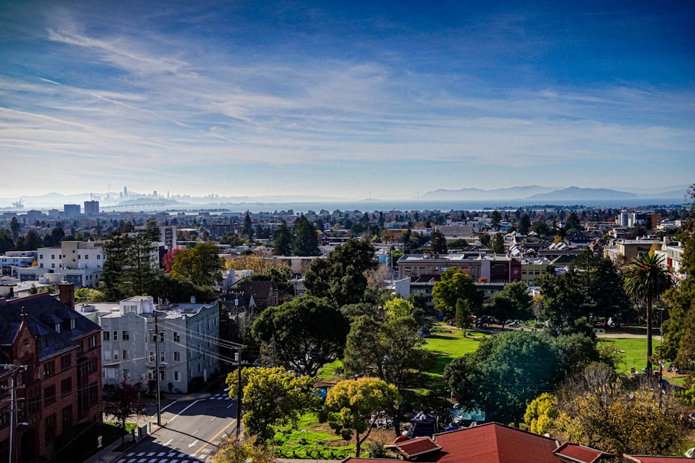 a view of a city from a hill