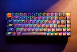 A sleek mechanical keyboard with vibrant RGB lighting customized by ecomvex llc.
