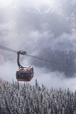 Gondola cabin in a snowstorm at Whistler Blackcomb