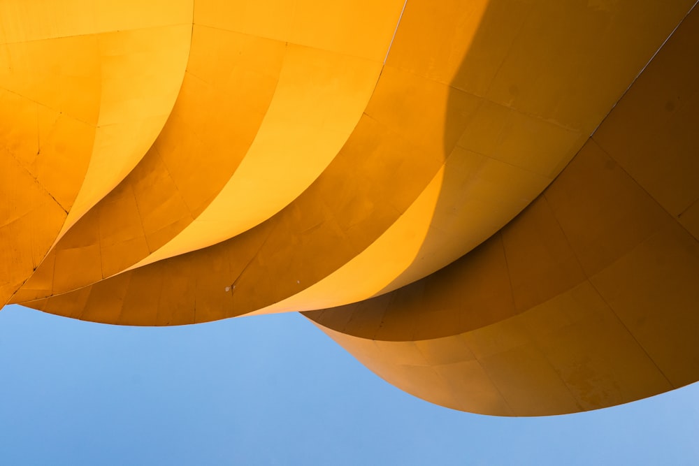 a close up view of a large yellow object