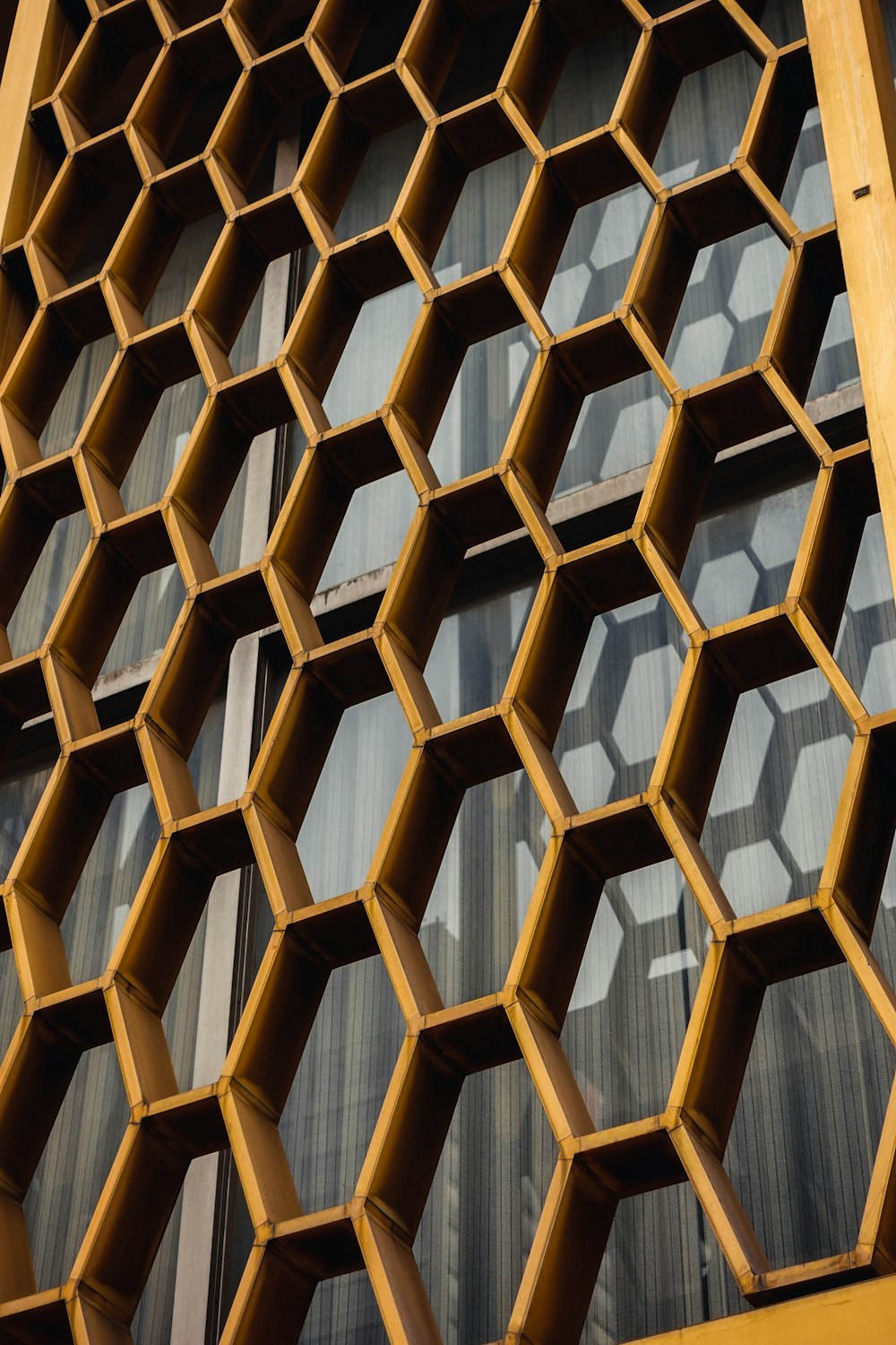 a close up of a building made of honeycombs
