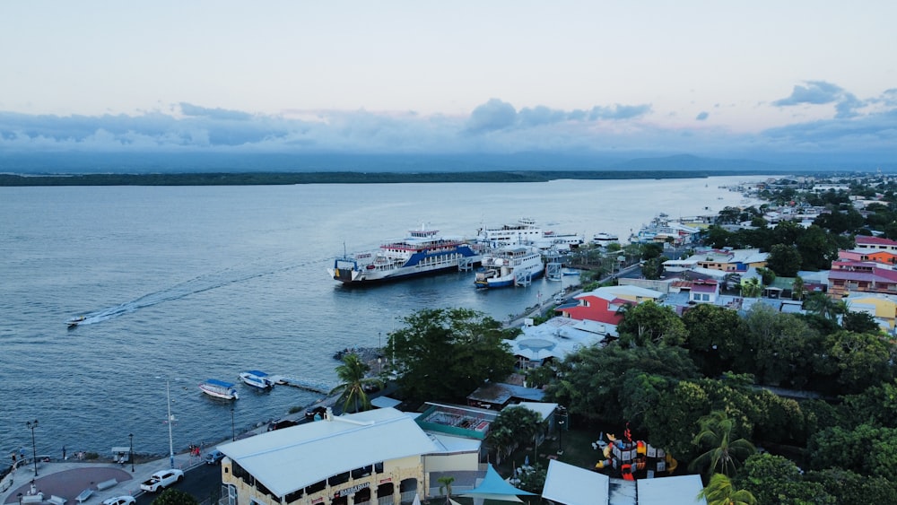 a harbor filled with lots of boats on top of a body of water