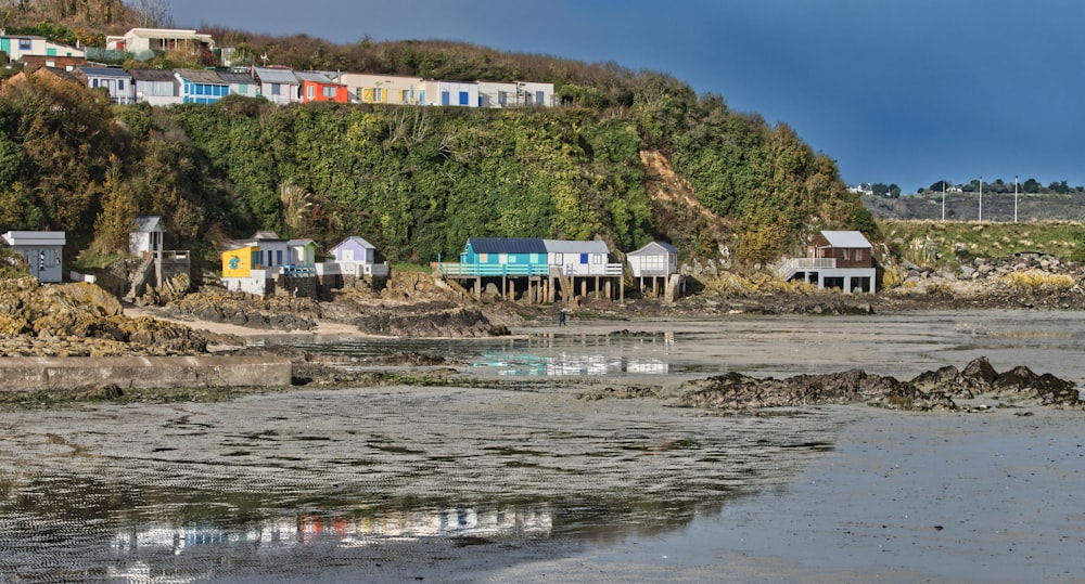 a beach with a bunch of houses on top of it