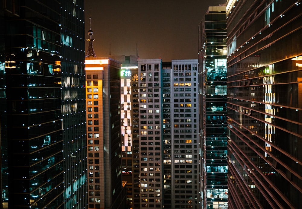 a view of a city at night from a high rise