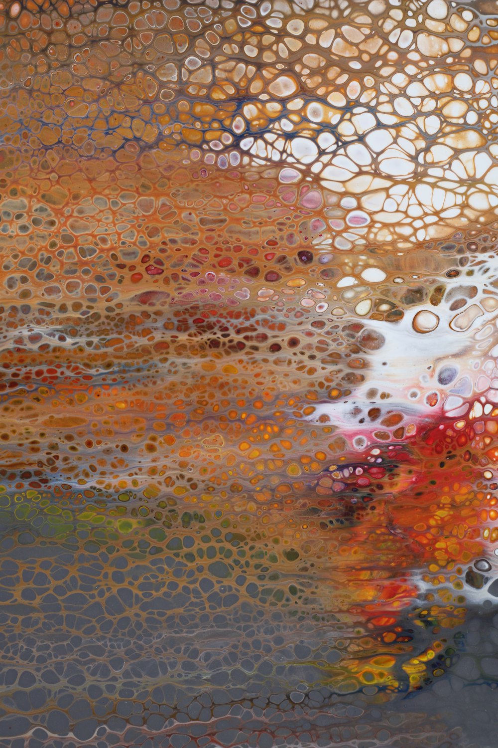 an abstract painting with a lot of bubbles