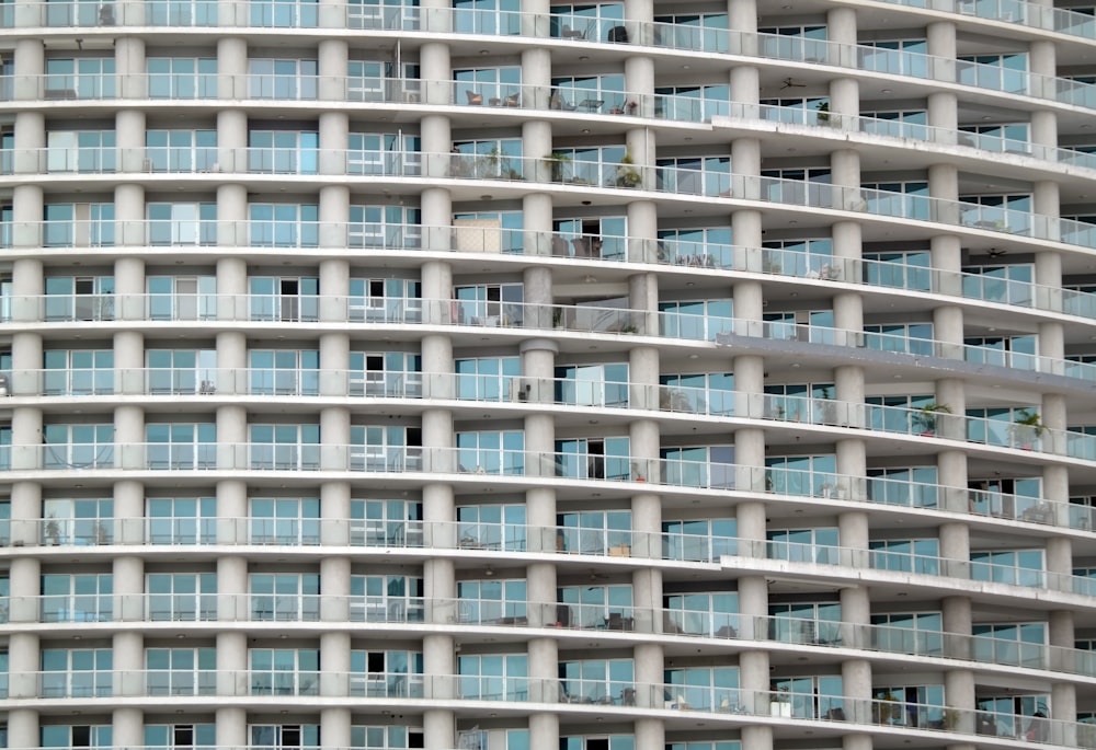 a very tall building with balconies and balconies on it