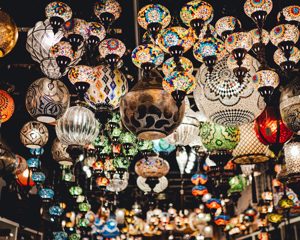 a room filled with lots of different colored lights