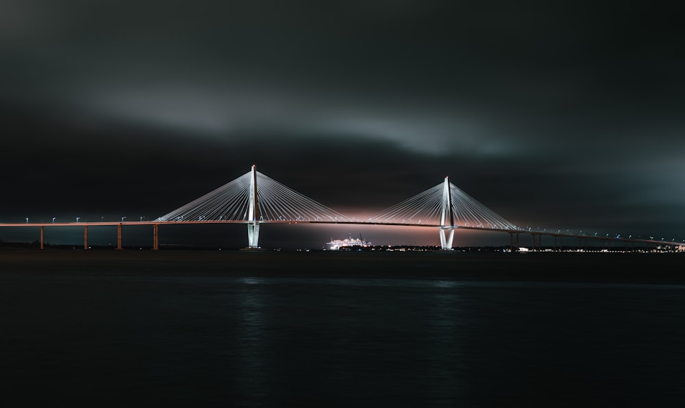 a large bridge spanning over a large body of water