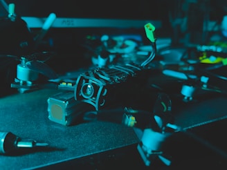 Close-up of the retractable table feature on an Aero Host Robotics hover robot in action.