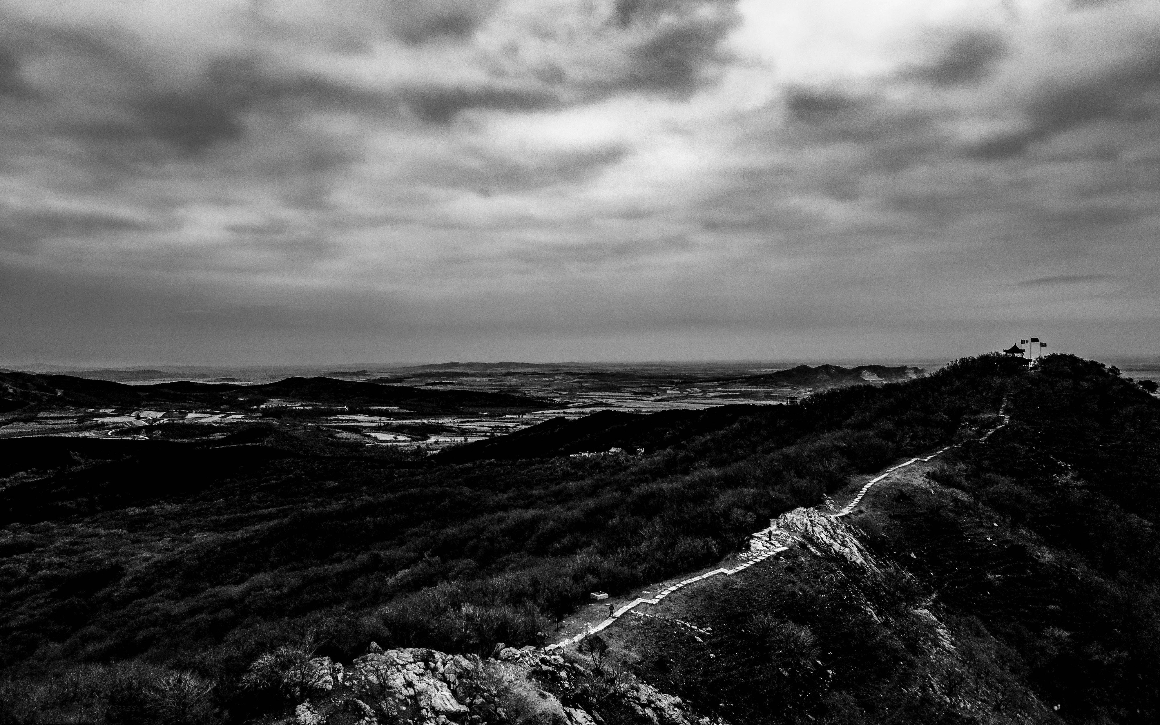 Black and white mountain