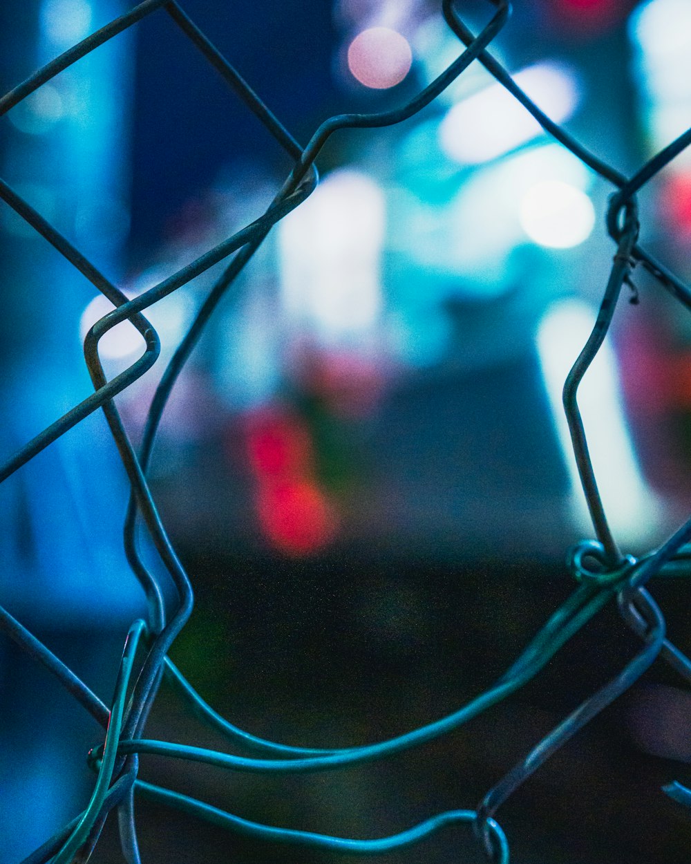 a close up of a chain link fence