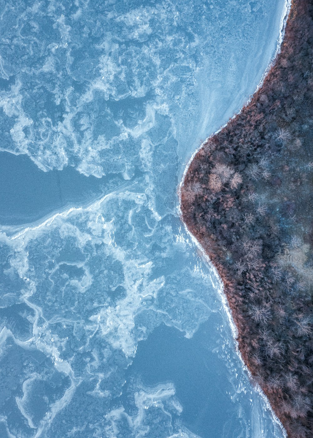 an aerial view of a body of water