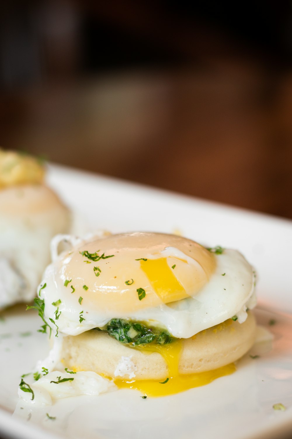 a close up of a plate of food with eggs