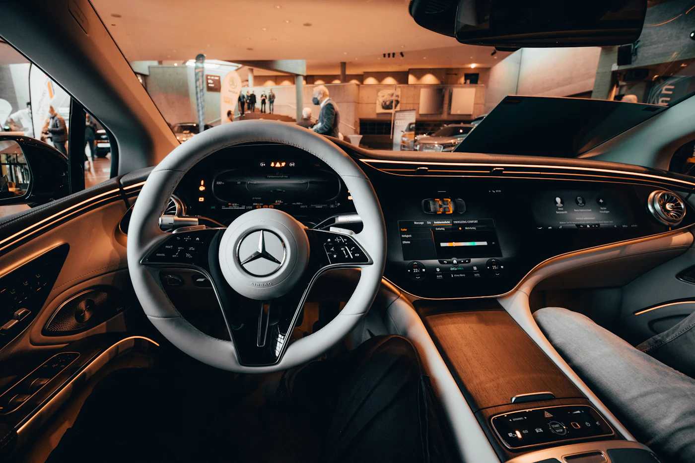 The rear cabin of a chauffeur-driven Mercedes V-Class with luggage loaded