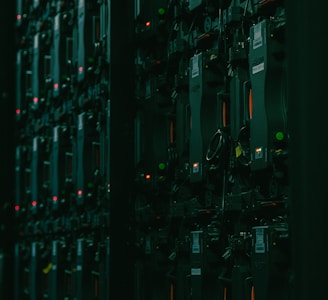 a very large array of electronic equipment in a room