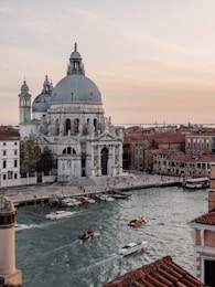 a view of a city with boats in the water