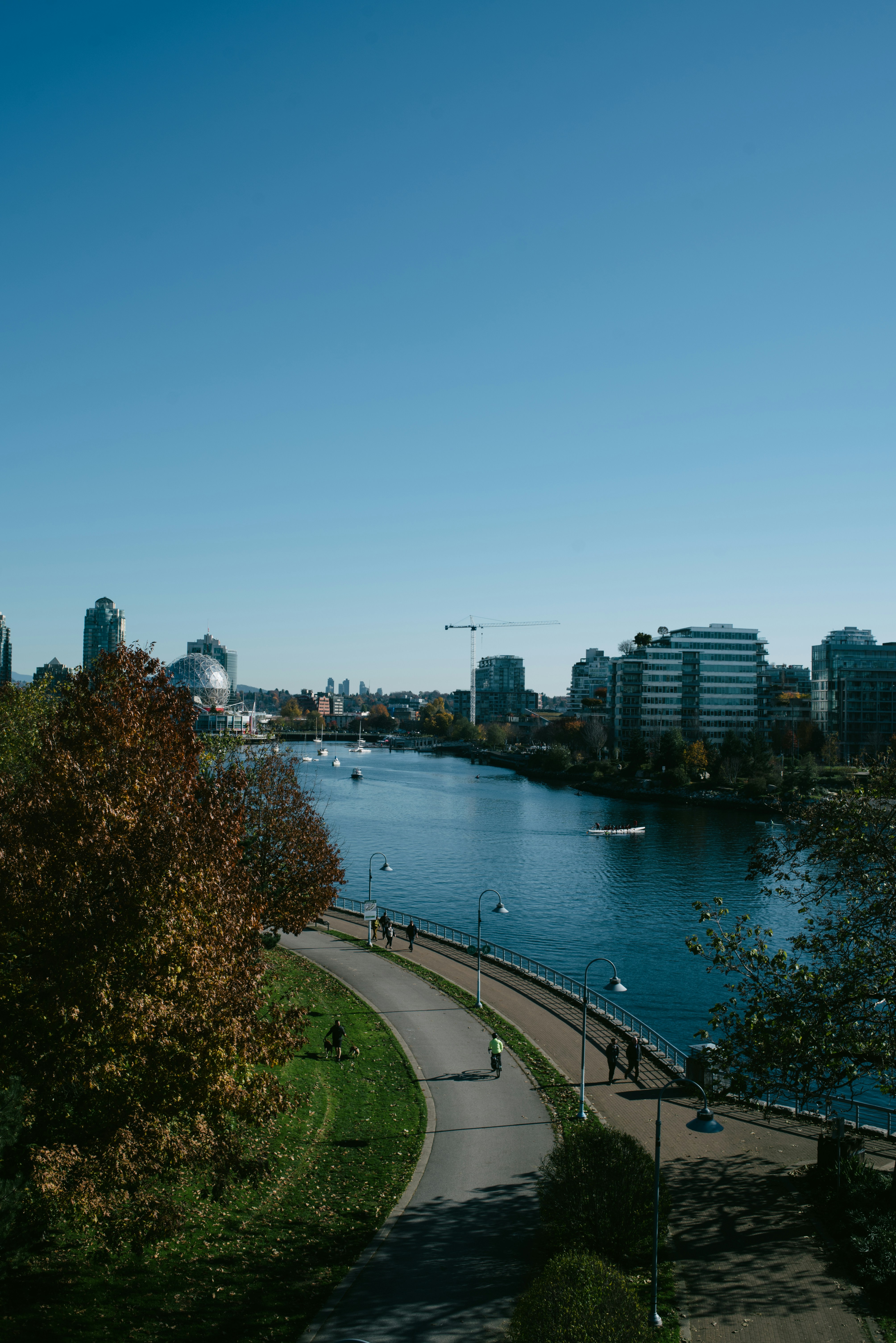 a view of a body of water with a city in the background