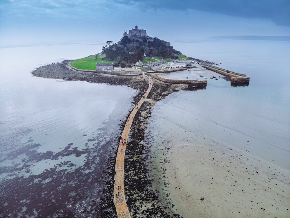 an island in the middle of a body of water