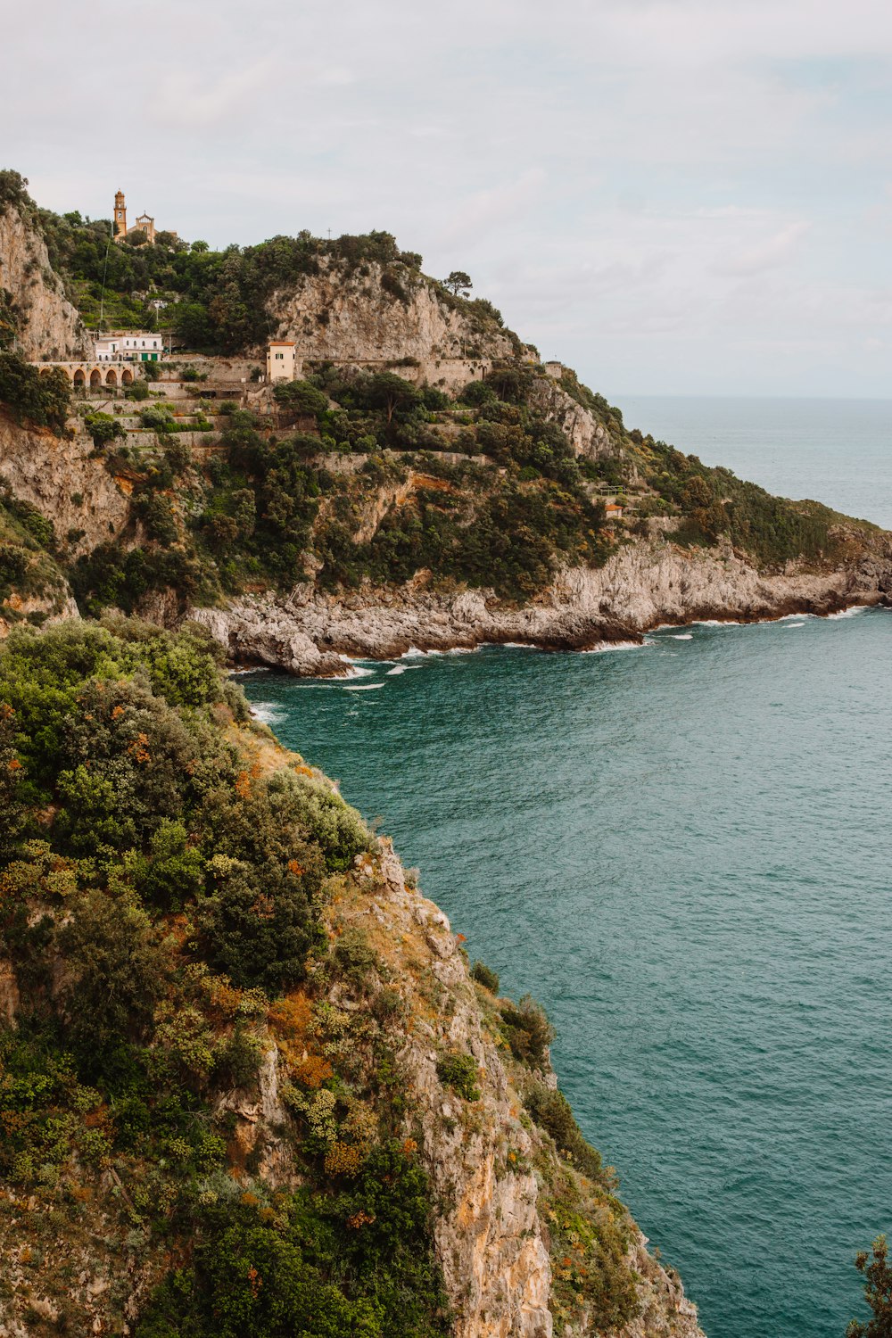 a view of the ocean from a cliff