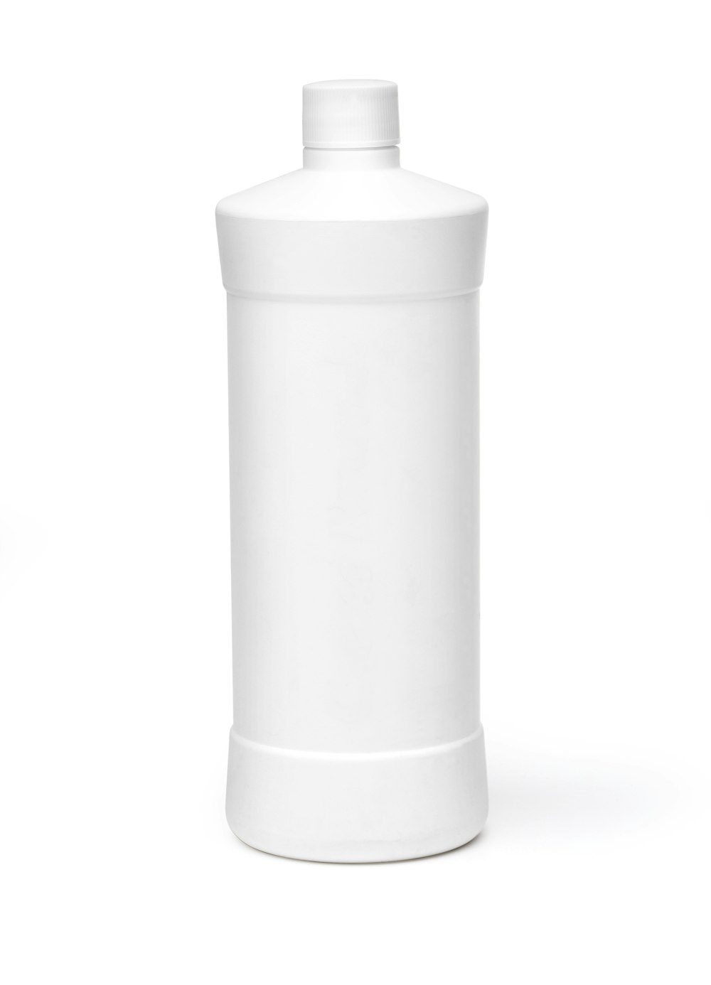 a white plastic bottle is shown on a white background