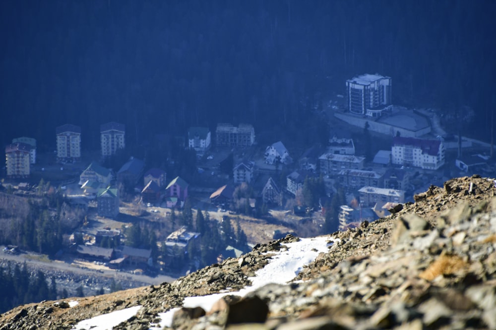 a view of a town from a mountain top